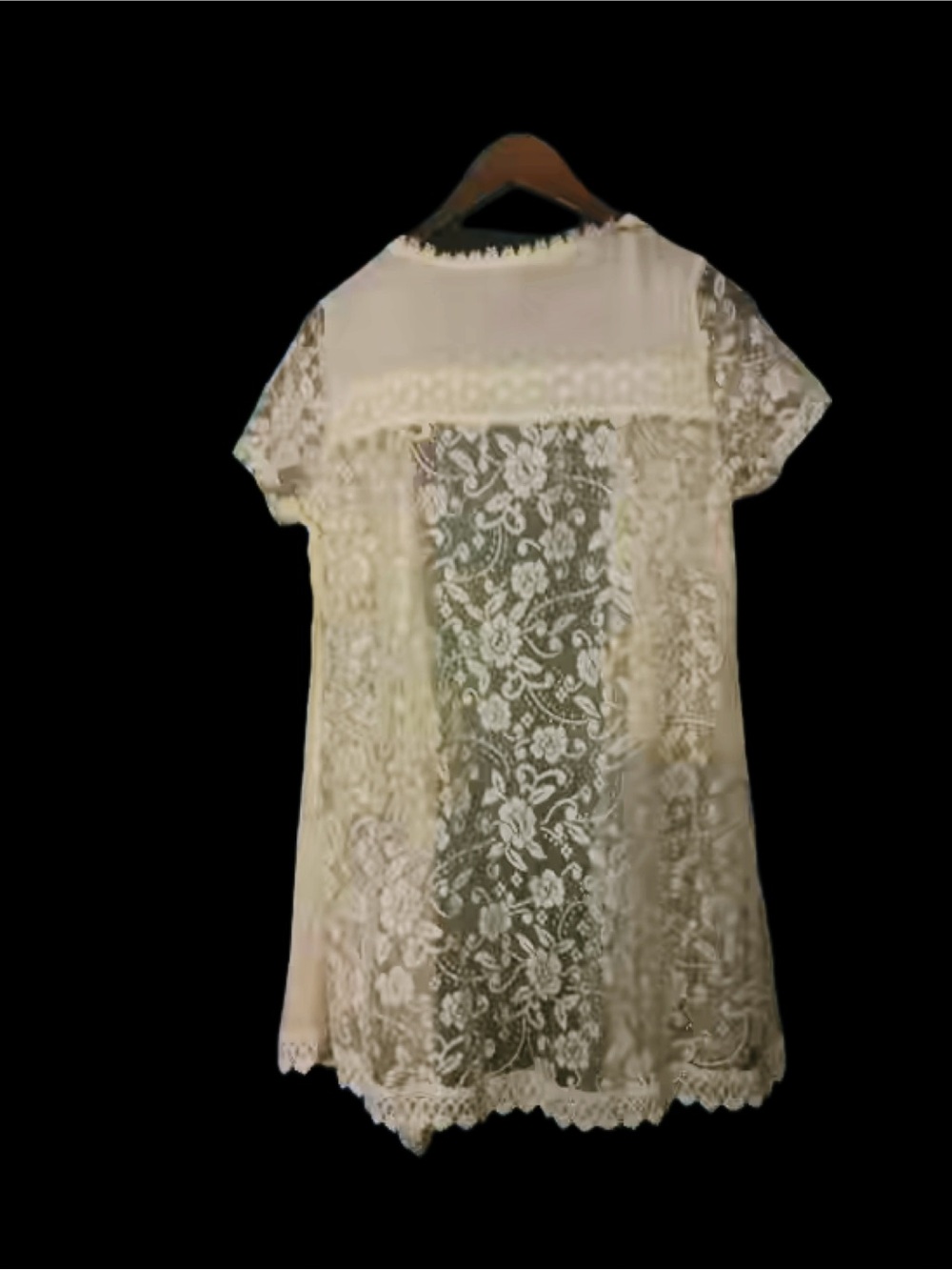 Vintage Cream Lace Overlay Blouse - Picture 2 of 4